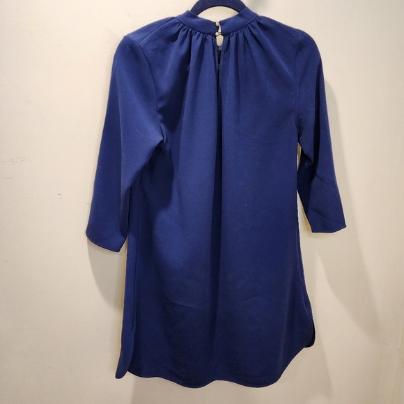 JILL LINDSEY Logan Navy Blue Quarter Sleeves Relaxed Fit Mock Neck Mini… - Picture 5 of 15